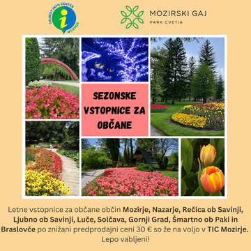 Objava za sezonske karte za Mozirski gaj